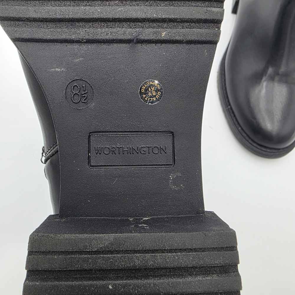 Nice!! Worthington Franz Black Zip Boots Size 8.5M Leather Booties Memory Foam - Picture 10 of 12